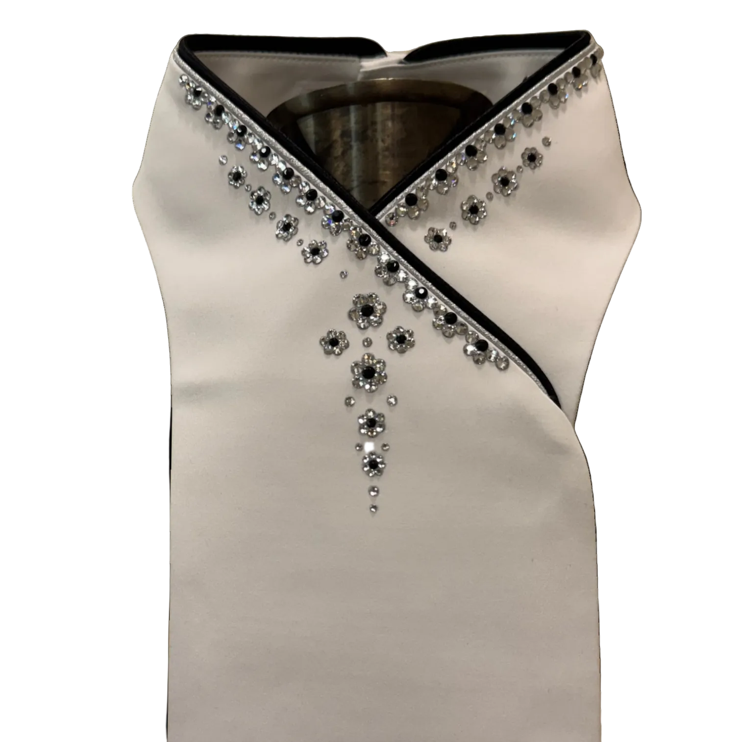 Plastronique Black & Silver Fleur Stock Tie