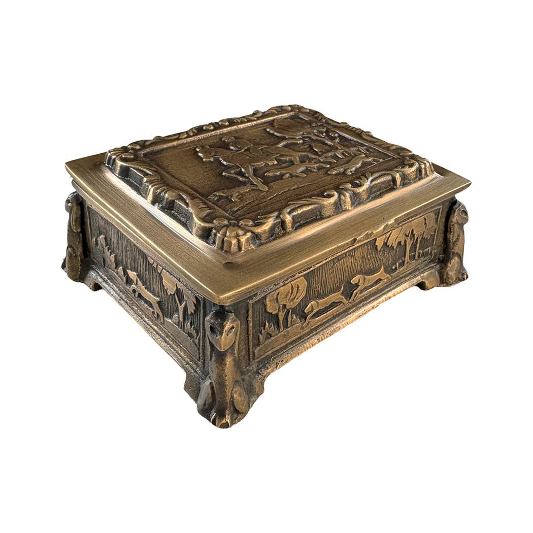 Antiqued Brass Equestrian Trinket Box