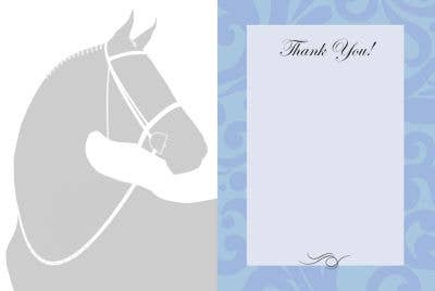 Black Horse with Blue Ribbon Thank You Card