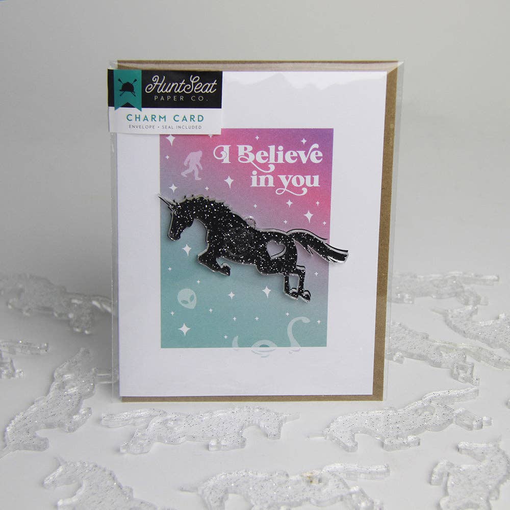 I Believe Unicorn Charm Card