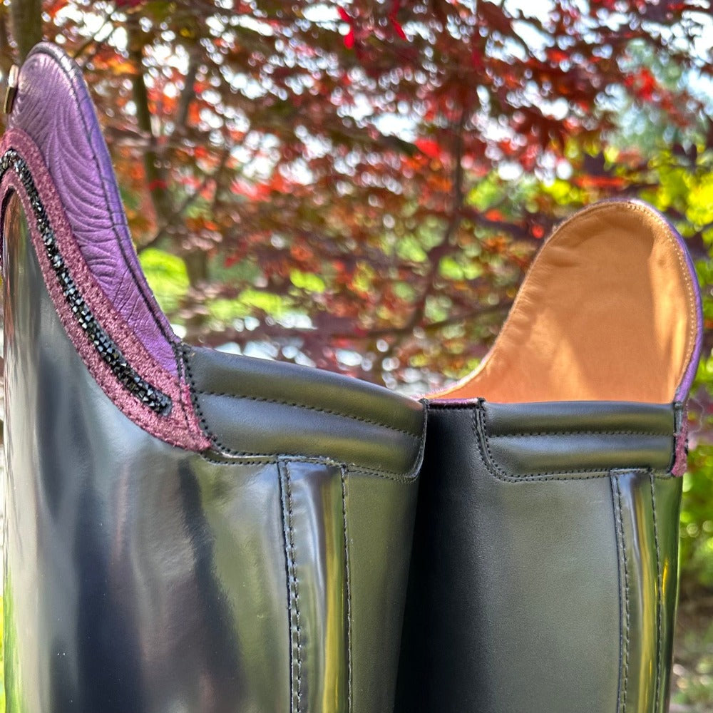 Custom DeNiro Bellini Dressage Boot - Brushed Black with Roseto Viola Aurora & Fineline