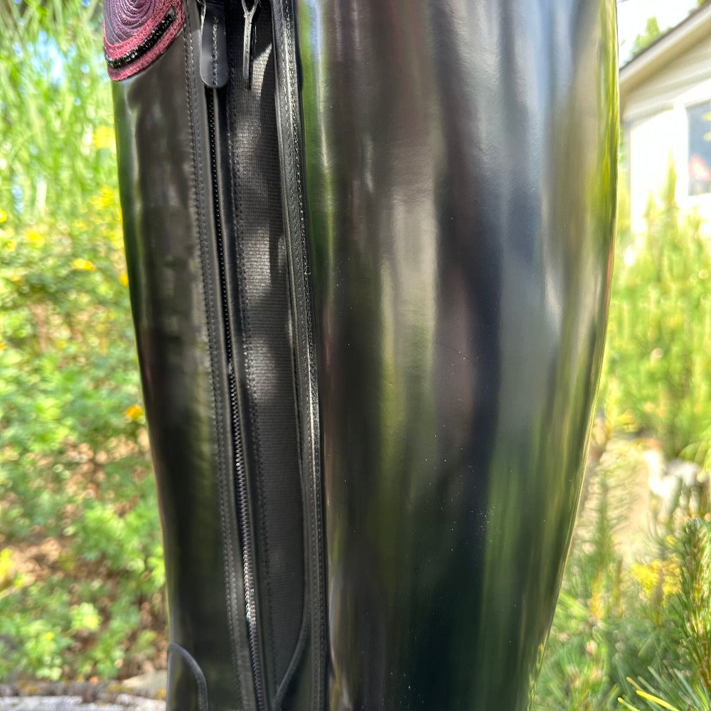 Custom DeNiro Bellini Dressage Boot - Brushed Black with Roseto Viola Aurora & Fineline