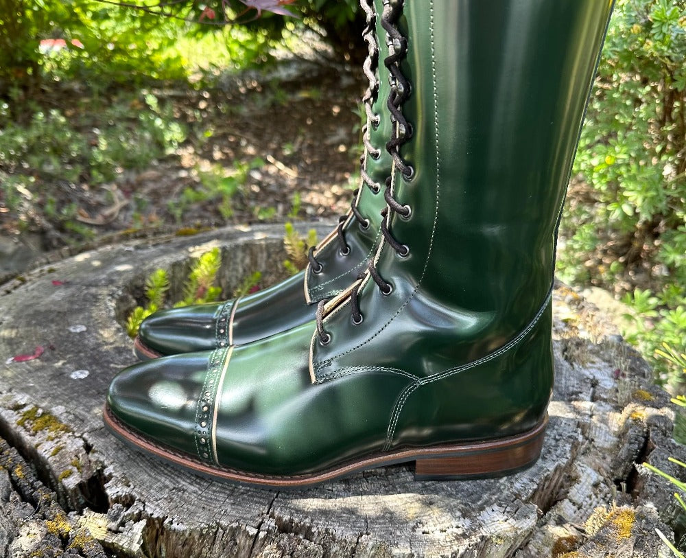 Custom DeNiro Tintoretto Dressage Boot - Brushed Green with Infinito Rondine, Stardust & Swarovski