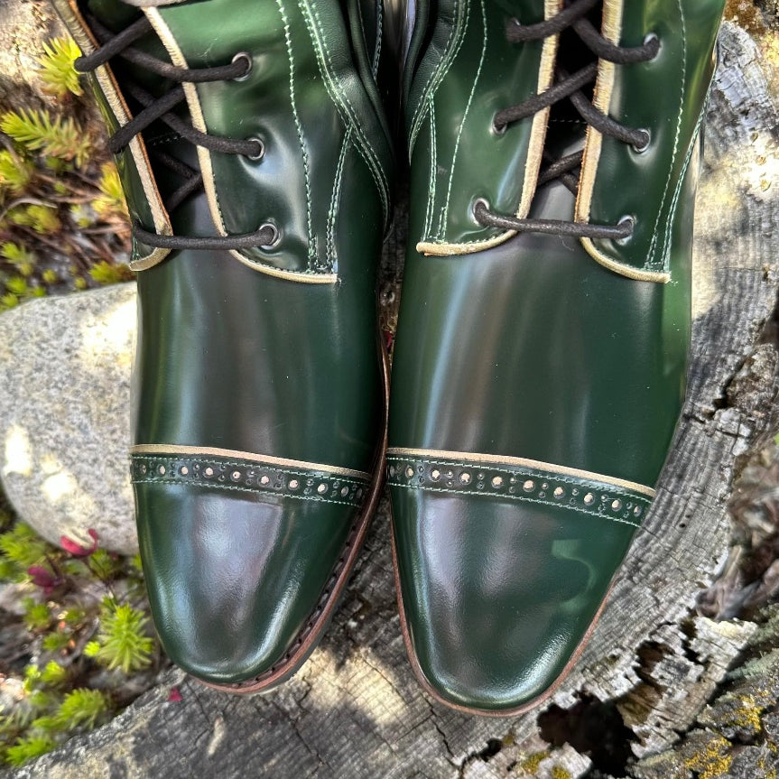 Custom DeNiro Tintoretto Dressage Boot - Brushed Green with Infinito Rondine, Stardust & Swarovski