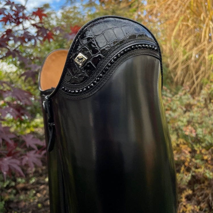 *Custom DeNiro Raffaello Dressage Boot - Brushed Black with Lucidi Uptop & Swarovsk