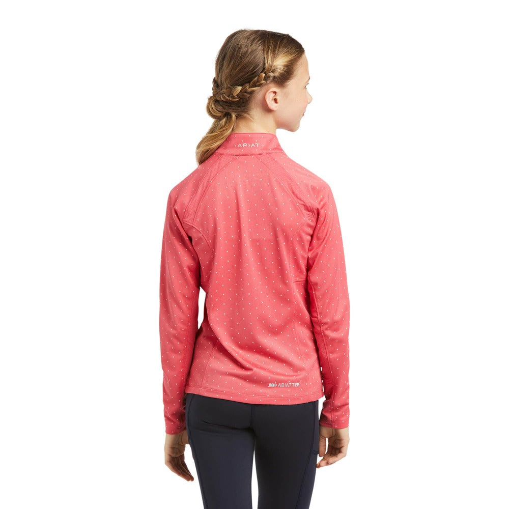 Ariat Juniors Sunstopper 1/4 Zip - Party Pink Dot