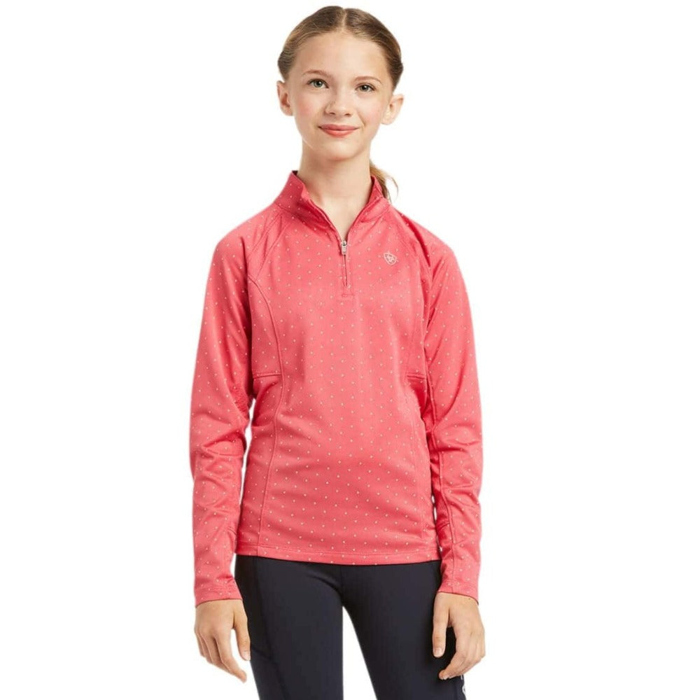 Ariat Juniors Sunstopper 1/4 Zip - Party Pink Dot