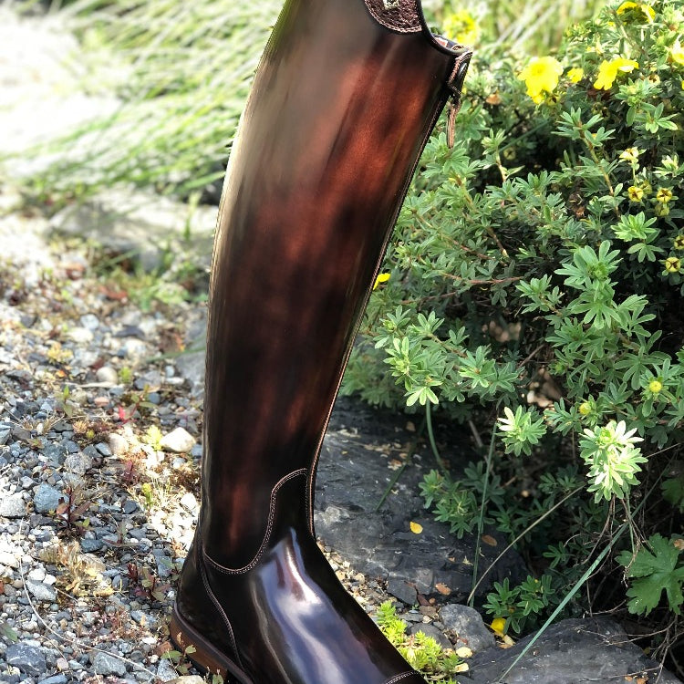 Custom DeNiro Bellini Dressage Boot - Brushed Brown with Brown BG Uptop & Punched Toe