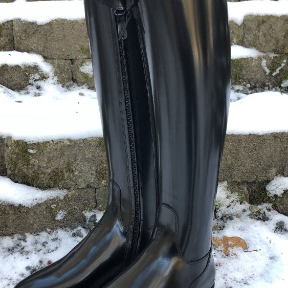 Custom DeNiro Bellini Dressage Boot - Brushed Black with Black Croc Lisa Top & Fineline