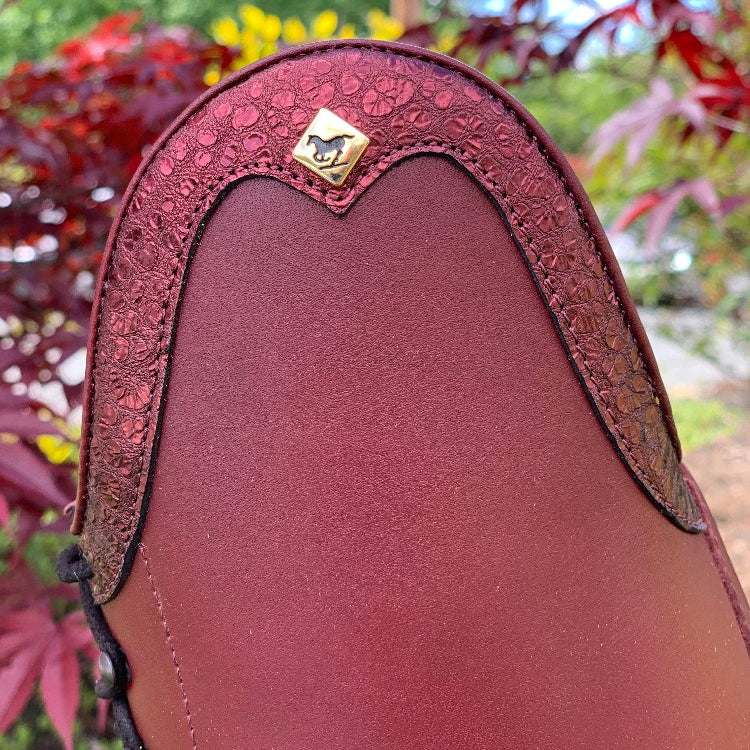 Custom DeNiro Tintoretto Dressage Boot - Burgundy Calfskin with Rondine Buongiorno