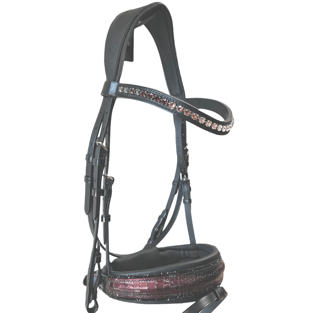 Otto Schumacher Tokyo Snaffle with Croco Burgundy and Black Flineline