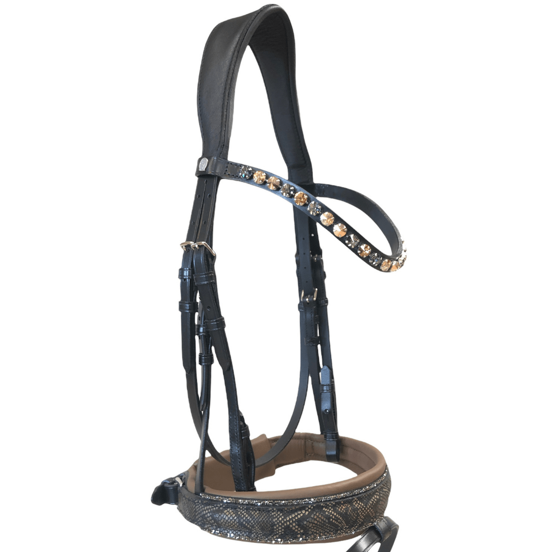 Otto Schumacher Tokyo Snaffle with Reptile Nature and Met Gold Fineline