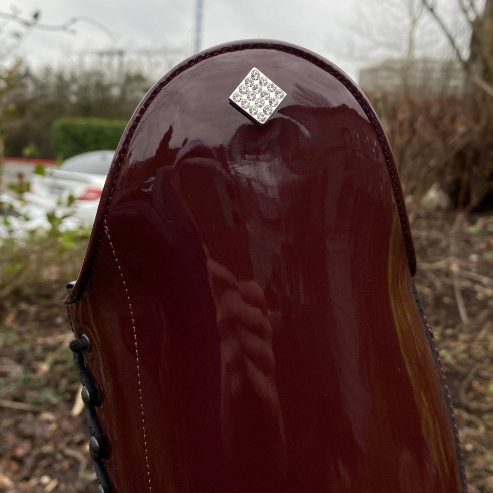Custom DeNiro Botticelli Dressage Boot - Burgundy Patent & Swarovski Lace Up