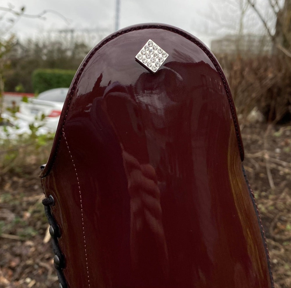 Custom DeNiro Botticelli Dressage Boot - Burgundy Patent & Swarovski Lace Up