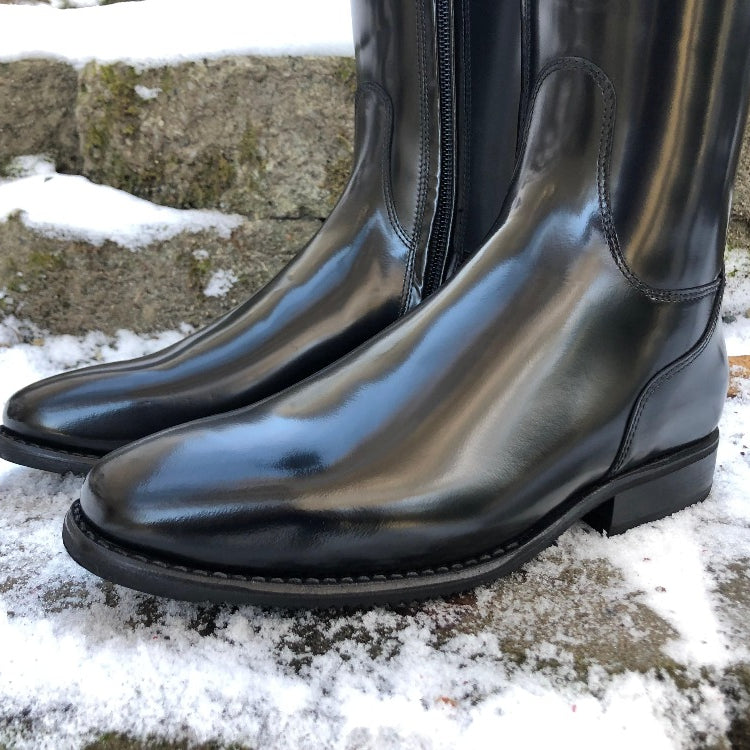 Custom DeNiro Bellini Dressage Boot - Brushed Black with Black Croc Lisa Top & Fineline