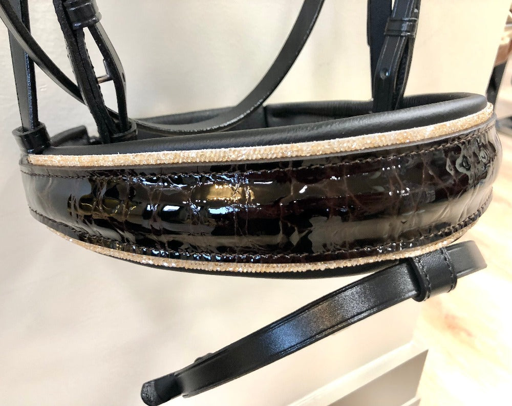 *Otto Schumacher Tokyo Snaffle with Brown Shiny Croc and Fineline - Horse