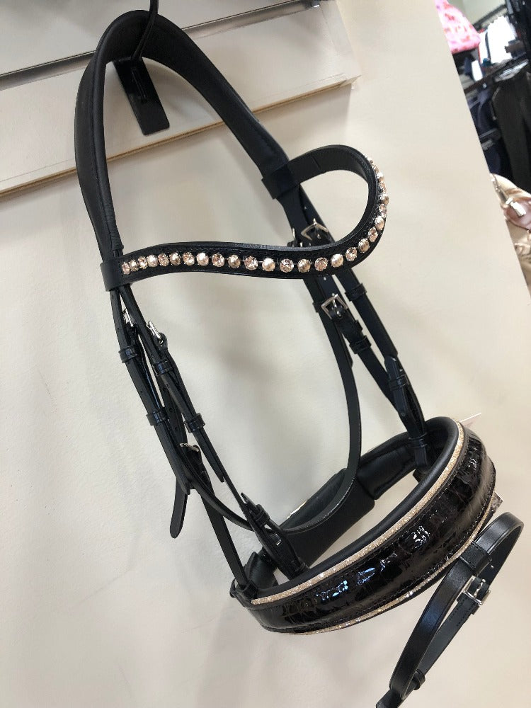 *Otto Schumacher Tokyo Snaffle with Brown Shiny Croc and Fineline - Horse