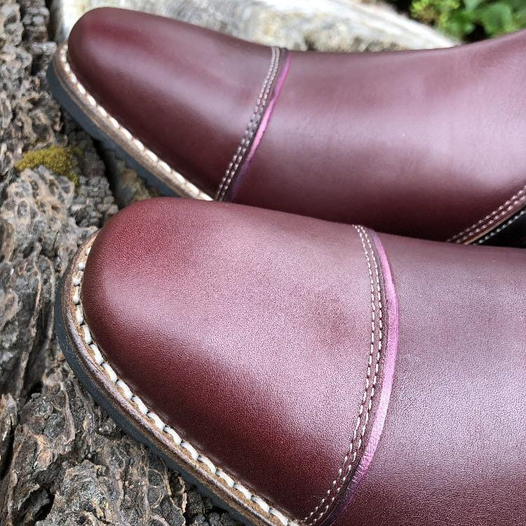 custom deniro raffaello burgundy toe detail
