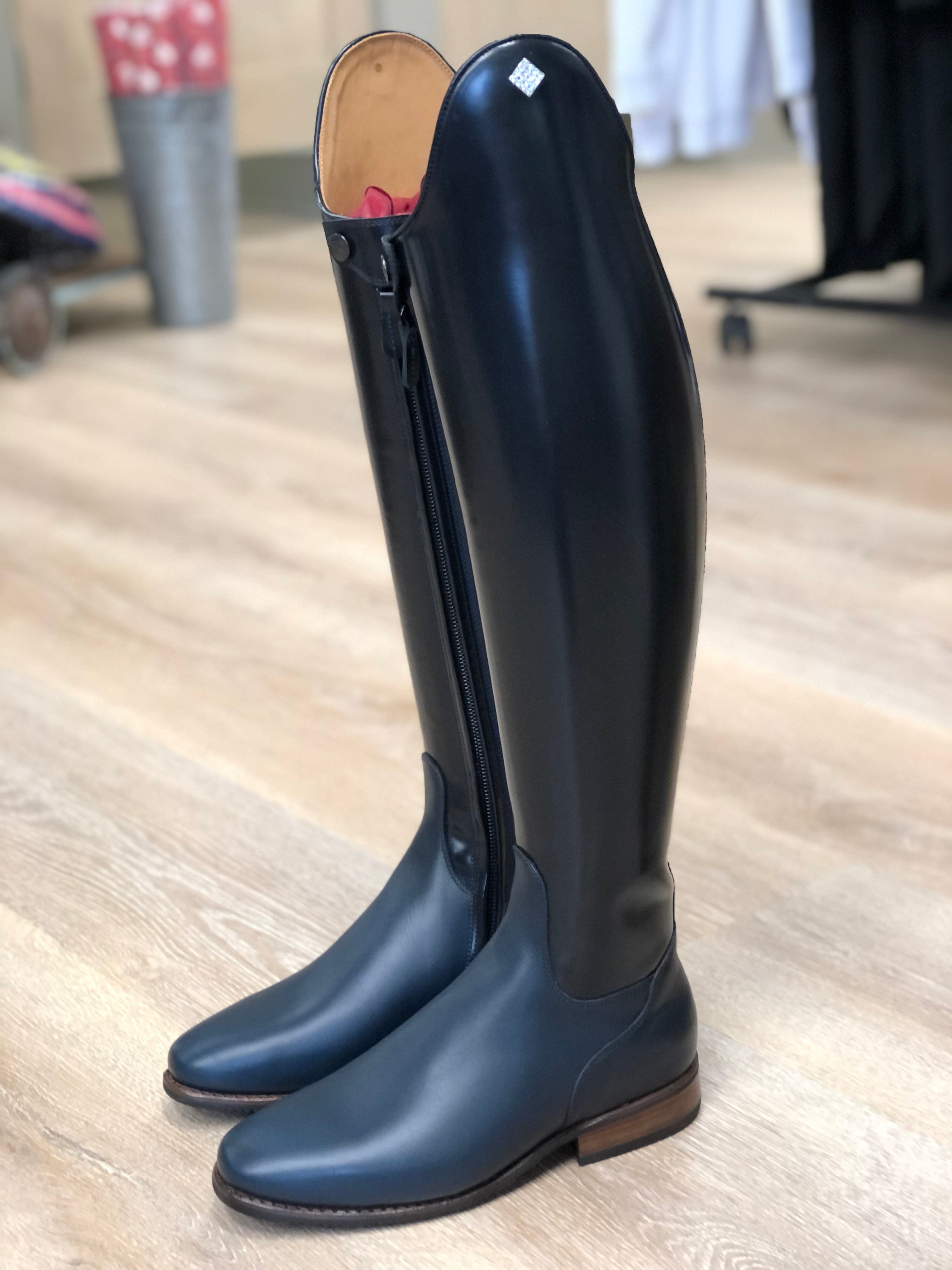 Custom DeNiro Bellini Dressage Boot - Brushed Navy with Swarovski Emblem