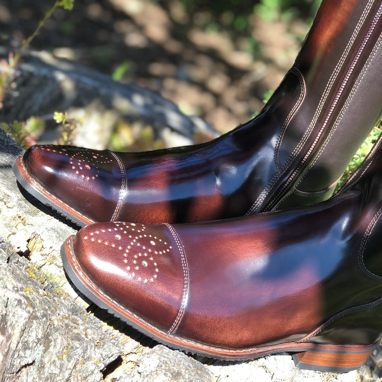 Custom DeNiro Bellini Dressage Boot - Brushed Brown with Brown BG Uptop & Punched Toe