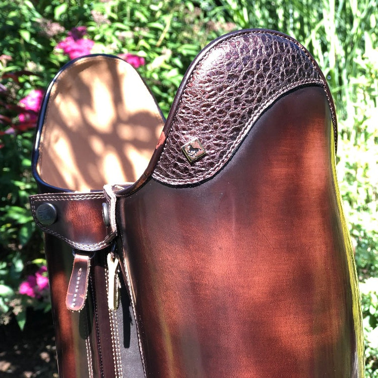 Custom DeNiro Bellini Dressage Boot - Brushed Brown with Brown BG Uptop & Punched Toe