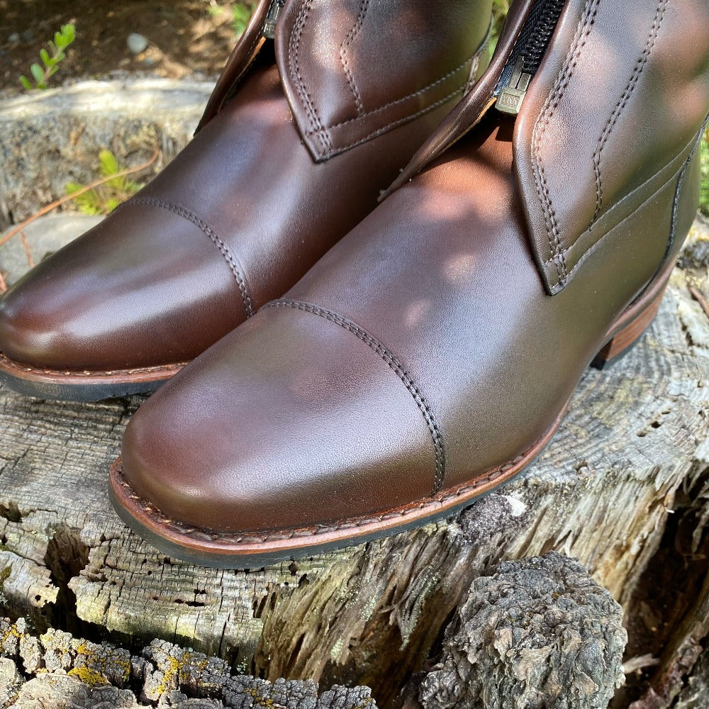Custom DeNiro Vasari Dressage Boot - Brown with Lucidi Moka Rondine & Brass Snap Buckle