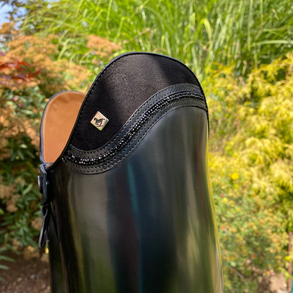 *Custom DeNiro Raffaello Dressage Boot - Brushed Black with Black Camoscio Uptop & Fineline - 39 MA/L