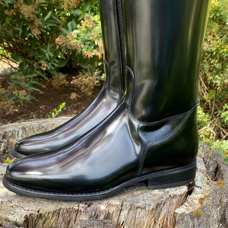 *Custom DeNiro Raffaello Dressage Boot - Brushed Black with Black Camoscio Uptop & Fineline - 39 MA/L