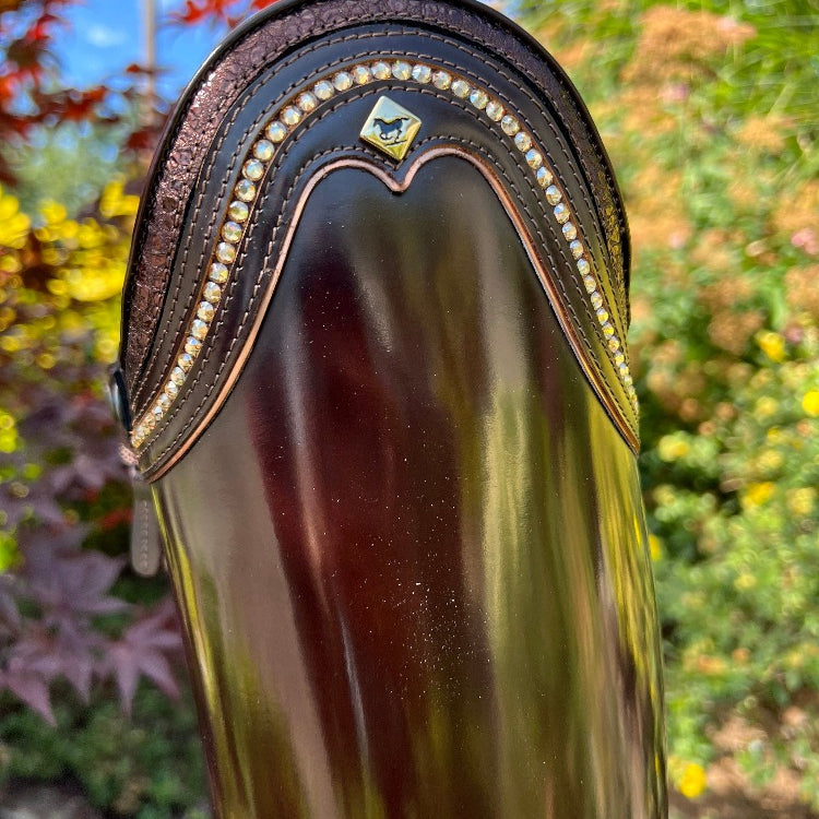 Custom DeNiro Raffaello Dressage Boot - Brushed Brown with BG Rondine & Swarovski