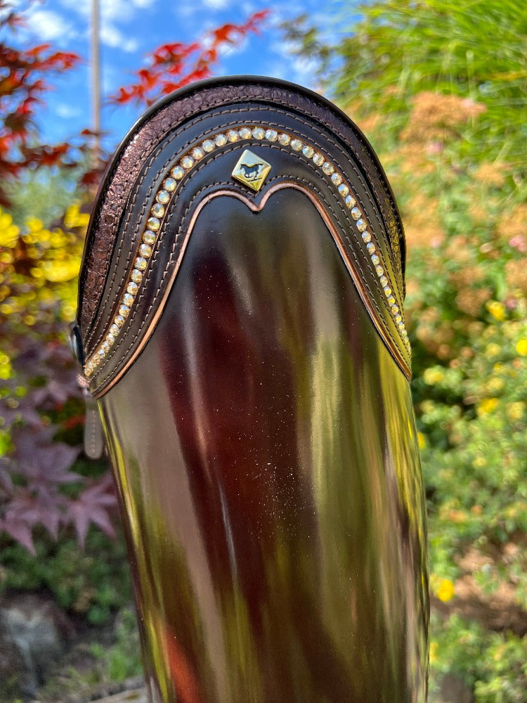 Custom DeNiro Raffaello Dressage Boot - Brushed Brown with BG Rondine & Swarovski
