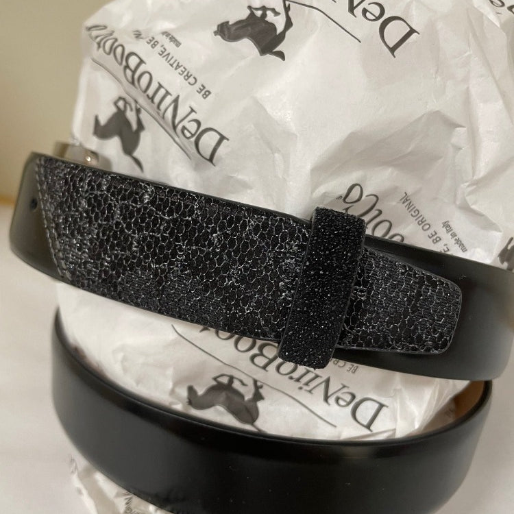 Custom DeNiro Belt - Custom Black Leather & Stardust
