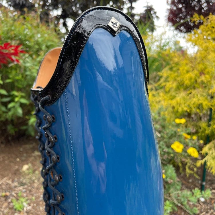Custom DeNiro Tintoretto Dressage Boot - Electric Blue Patent with Full Lace