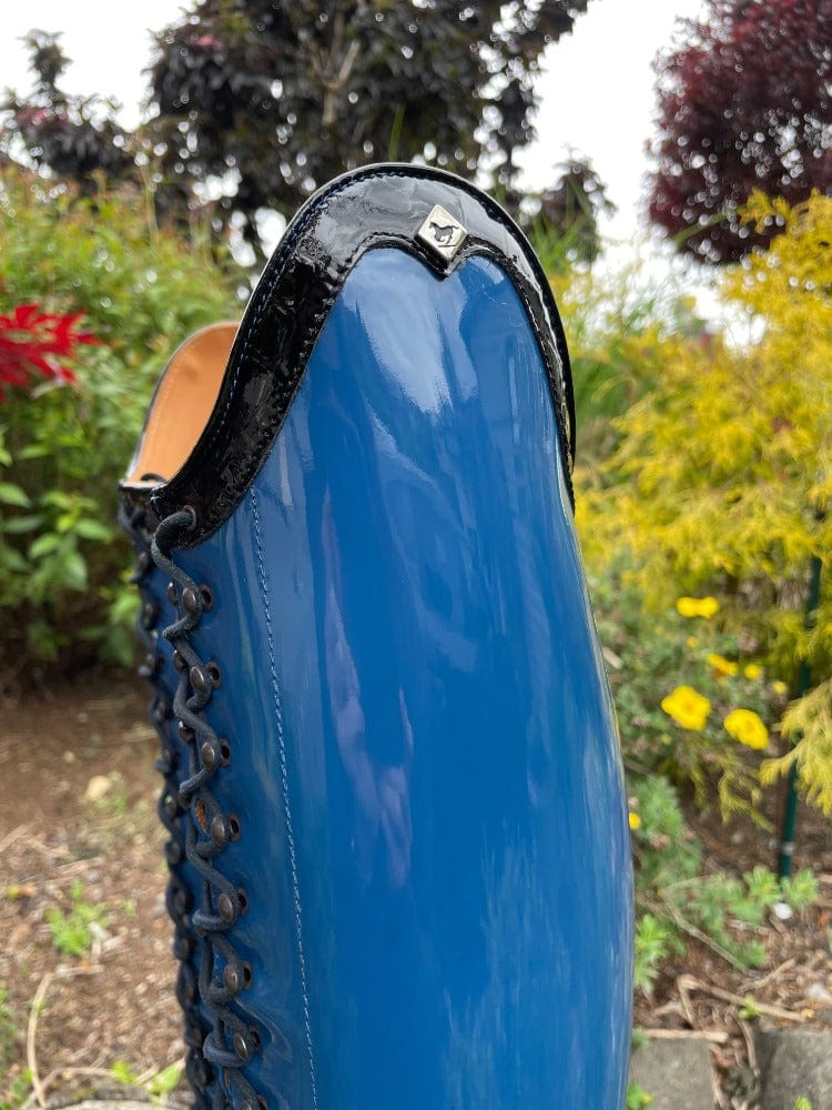 Custom DeNiro Tintoretto Dressage Boot - Electric Blue Patent with Full Lace
