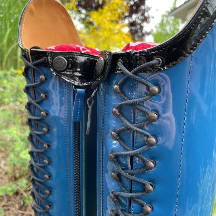 Custom DeNiro Tintoretto Dressage Boot - Electric Blue Patent with Full Lace