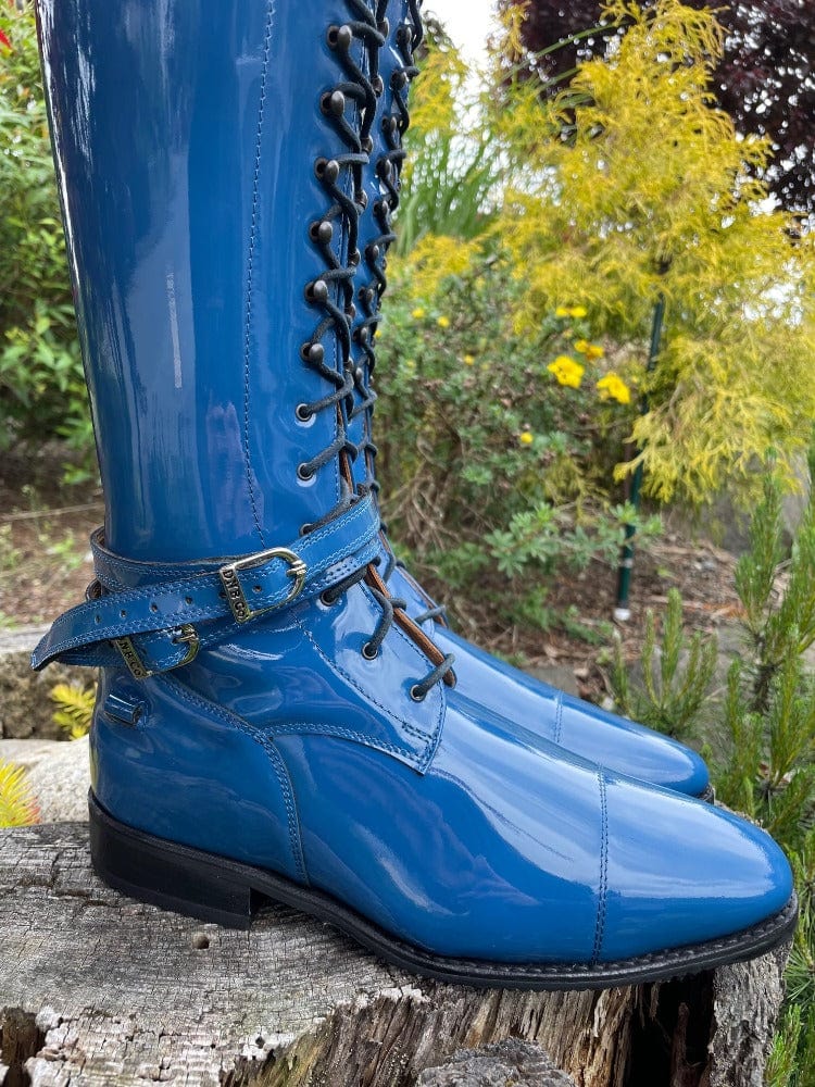 Custom DeNiro Tintoretto Dressage Boot - Electric Blue Patent with Full Lace