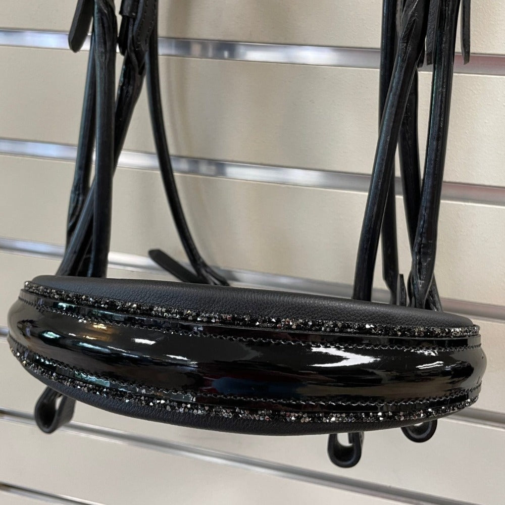 *Otto Schumacher Bellevue Rolled Double Bridle Patent with Fineline - Horse