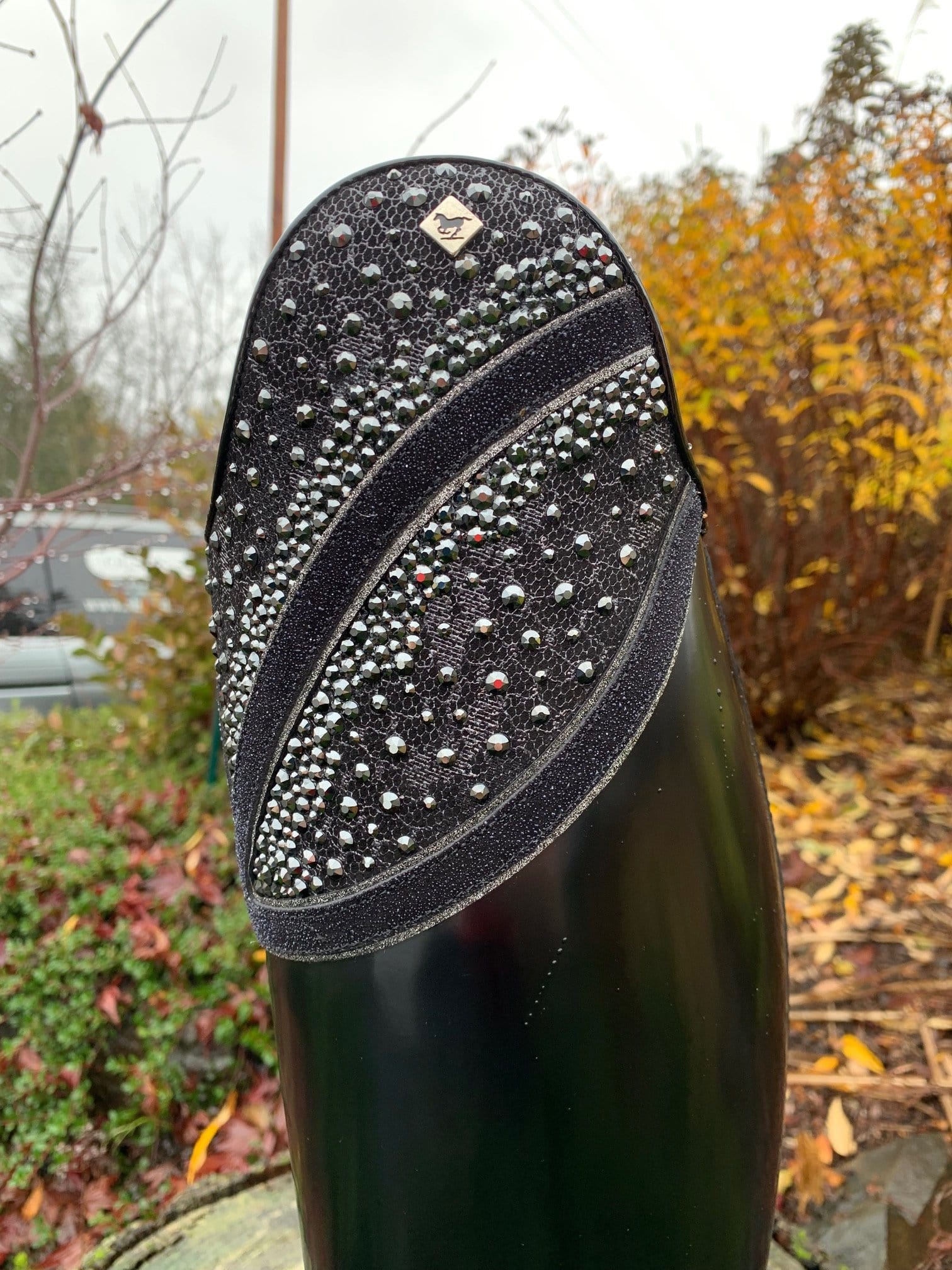 close up of hunter-liz top with swarovski crystals