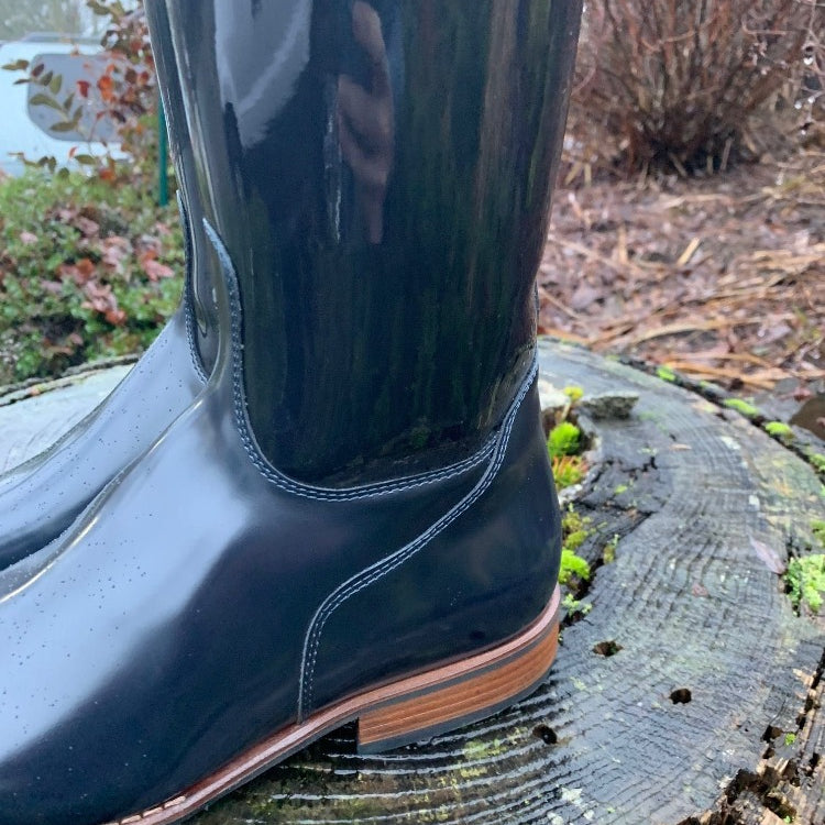 Custom DeNiro Raffaello Dressage Boot - Navy Patent with Fineline Swarovski Uptop & Buongiorno