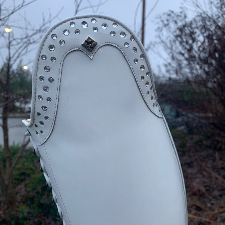 Custom DeNiro Tintoretto Dressage Boot - White Patent with Full Lace & Swarovski