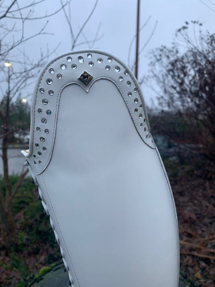 Custom DeNiro Tintoretto Dressage Boot - White Patent with Full Lace & Swarovski