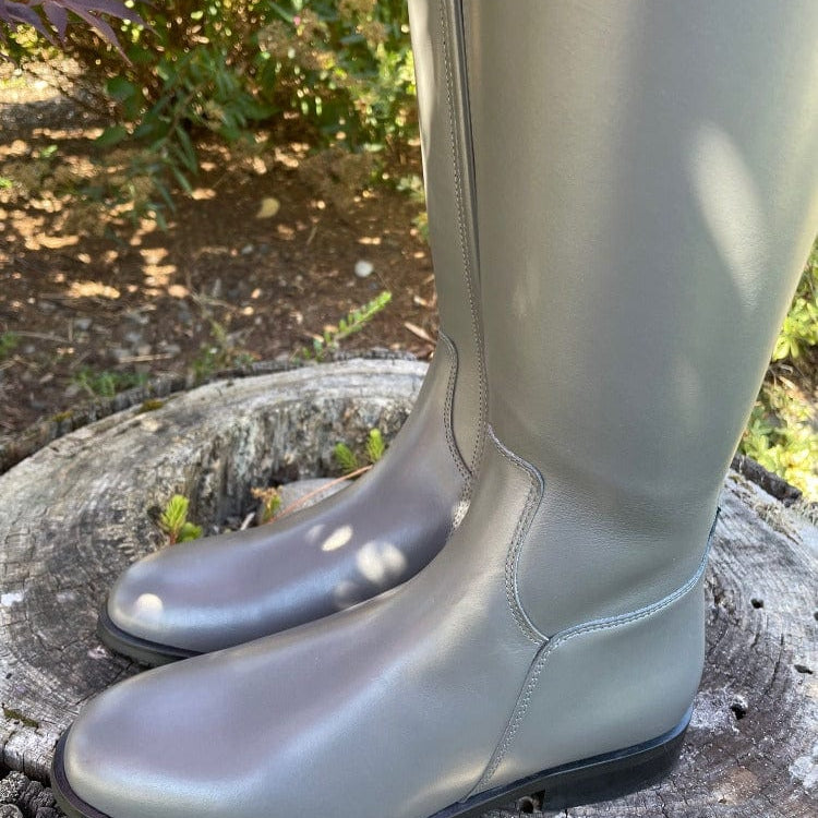 Custom Kingsley Lexington Dressage Boot - Aspen Grey with Jenny Top in Azul Pearl