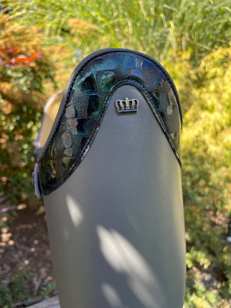 Custom Kingsley Lexington Dressage Boot - Aspen Grey with Jenny Top in Azul Pearl