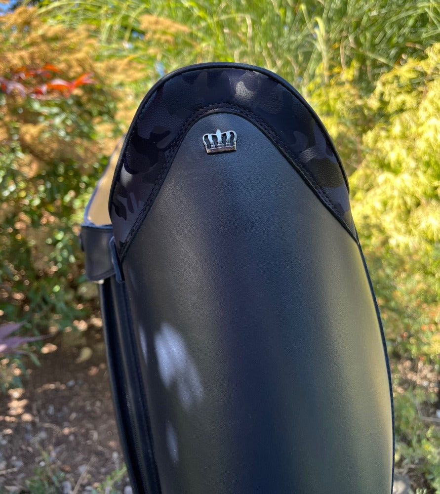 Custom Kingsley Lexington Dressage Boot - Aspen Blue with Jenny Top in Camo Navy