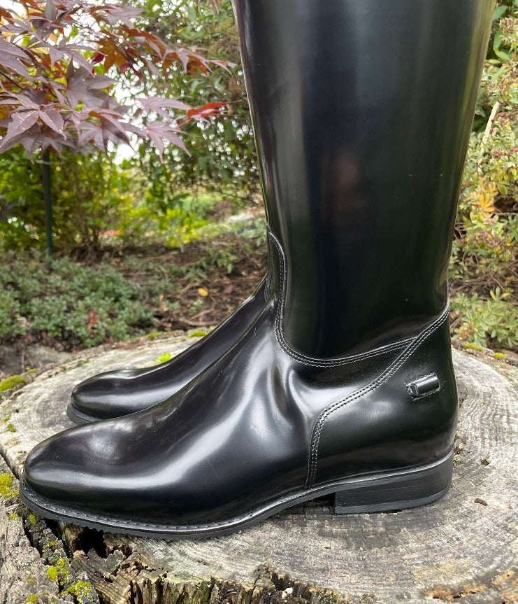 Custom DeNiro Raffaello Dressage Boot - Brushed Black & Blue Stardust Rondine with Crystals