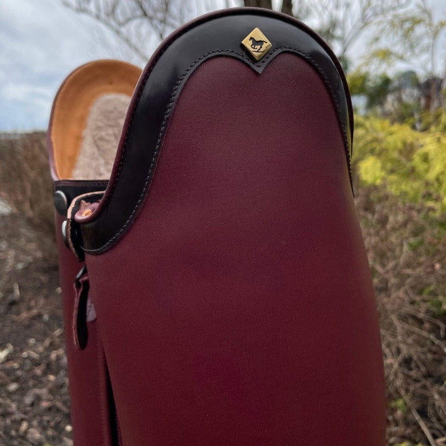 Custom DeNiro Bellini Dressage Boot - Mosto Calfskin with Brushed Burgundy Rondine & Lambskin Lining