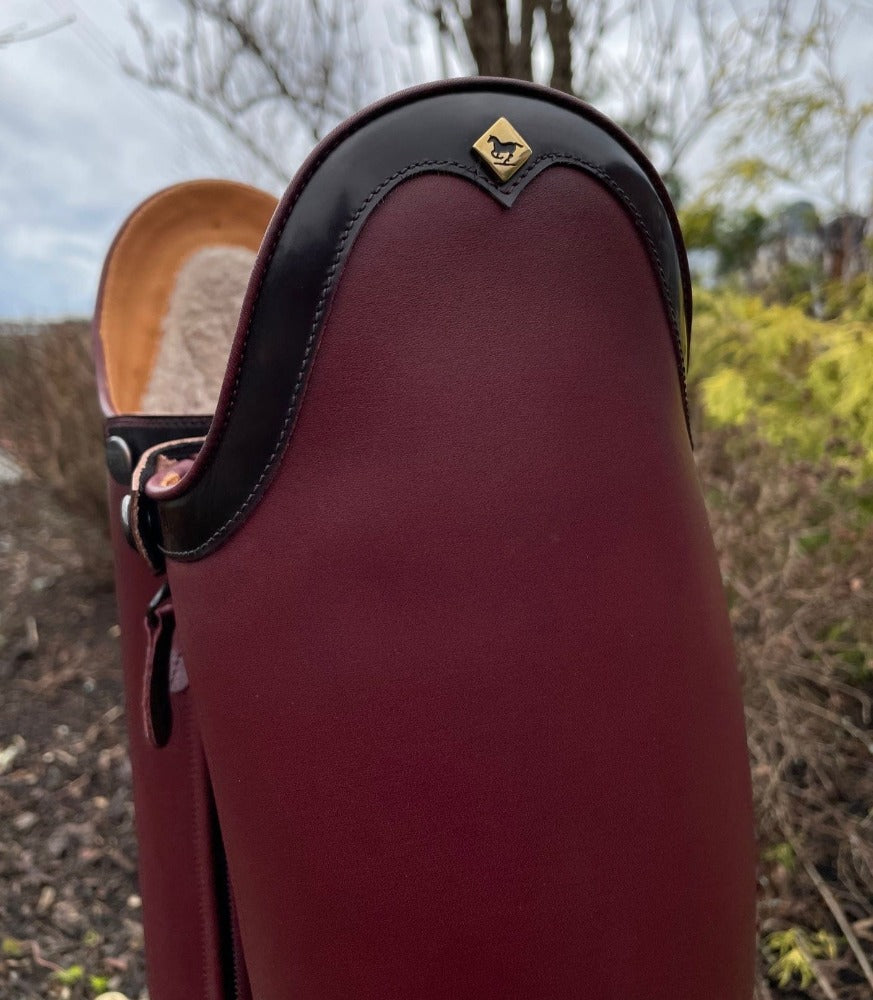 Custom DeNiro Bellini Dressage Boot - Mosto Calfskin with Brushed Burgundy Rondine & Lambskin Lining