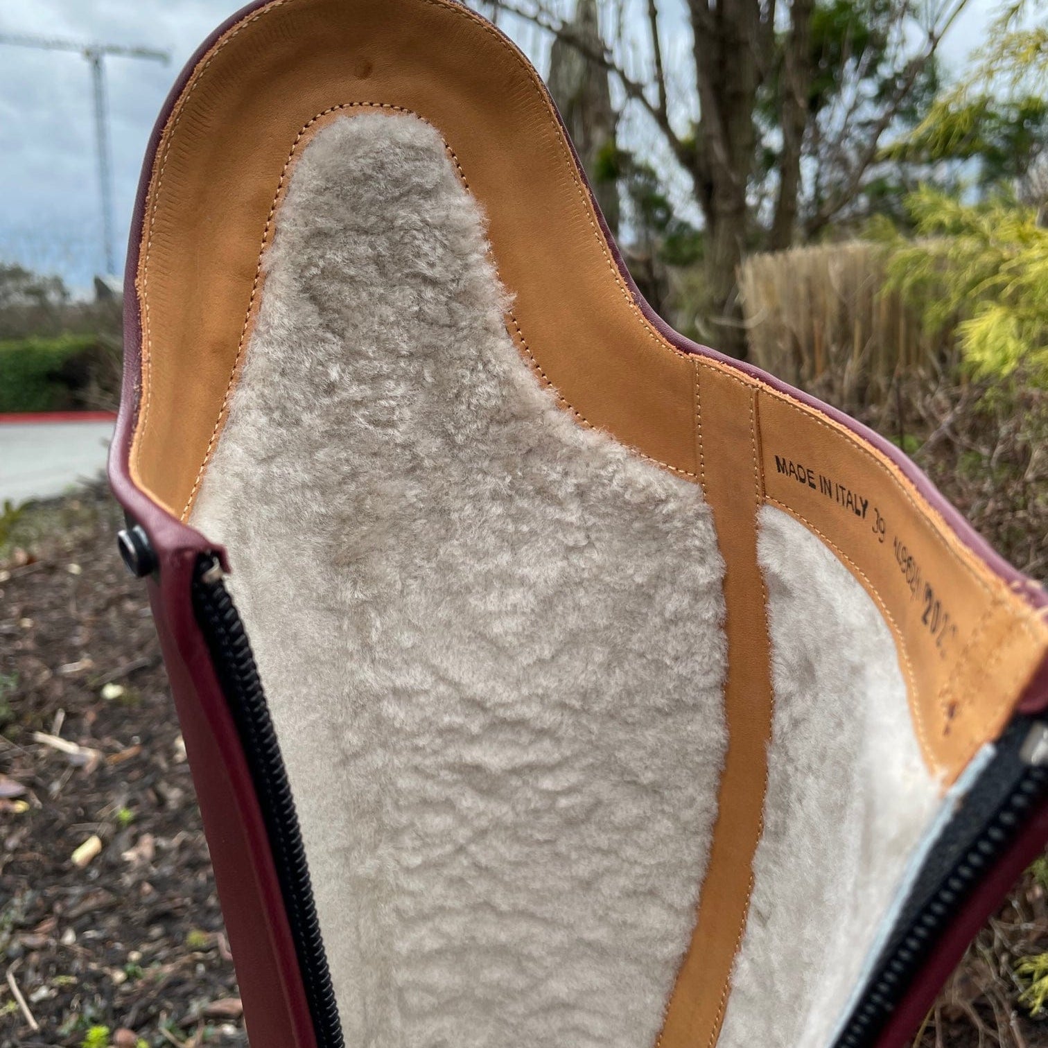 Custom DeNiro Bellini Dressage Boot - Mosto Calfskin with Brushed Burgundy Rondine & Lambskin Lining