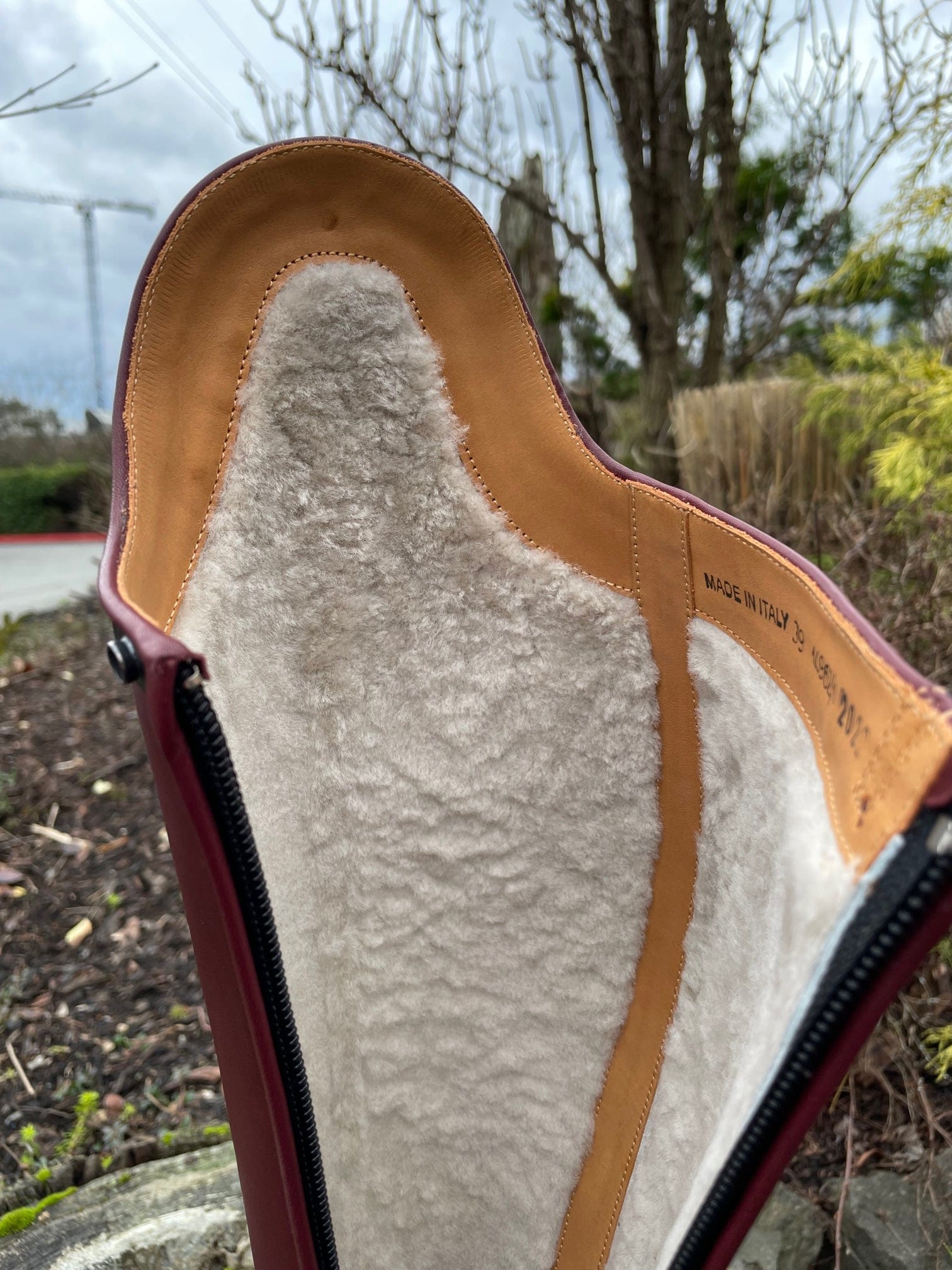 Custom DeNiro Bellini Dressage Boot - Mosto Calfskin with Brushed Burgundy Rondine & Lambskin Lining