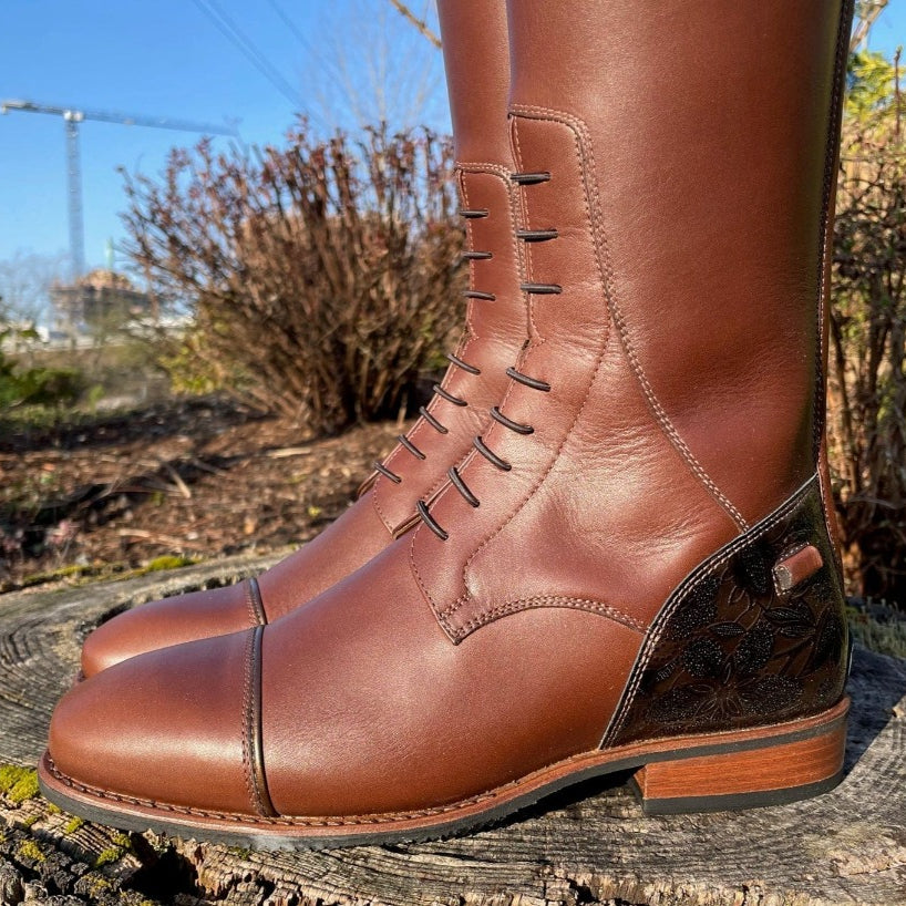 Custom DeNiro Field Boot - Brown with America Greta Top & Swarovski