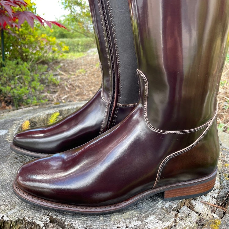 Custom DeNiro Raffaello Dressage Boot - Brushed Brown with Buongiorno Brown Rondine & Swarovski Crystals